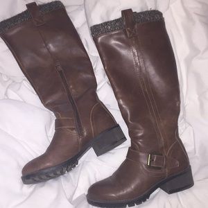 Brown leather boots